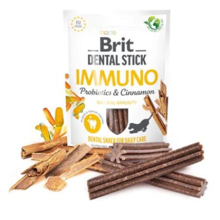 Brit Dental Stick Immuno fahéjjal - fogtisztító jutalomfalat kutyáknak - 150g