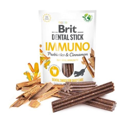   Brit Dental Stick Immuno fahéjjal - fogtisztító jutalomfalat kutyáknak - 150g
