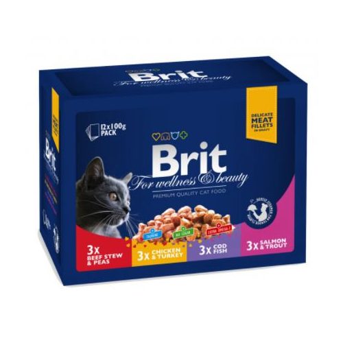   Brit Premium Cat - alutasakos nedves macskaeledel válogatás - 12x100g - Family Multipack