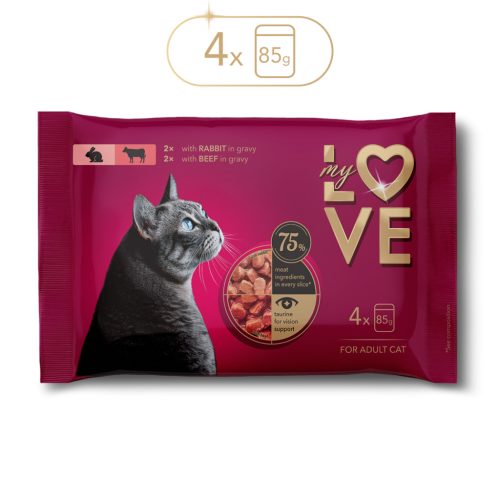 My Love alutasakos macskaeledel 4x85g - nyúl, marha