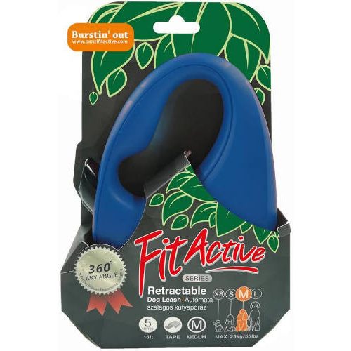   FitActive Retractable Dog Leash - automata szalagos póráz (kék) kutyák részére (M) 5 méter