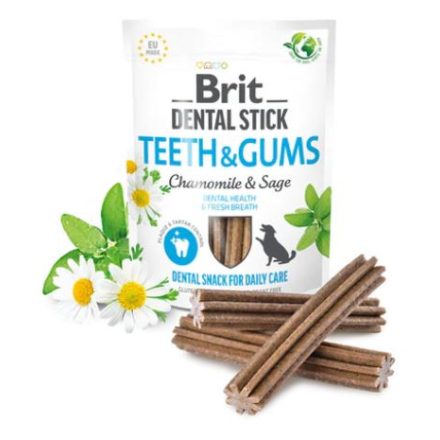 Brit Dental Stick Teeth&Gums kamillával, zsályával - fogtisztító jutalomfalat kutyáknak - 150g