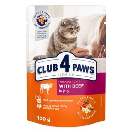 CLUB 4 PAWS premium - marha zselében - alutasakos macskaeledel
