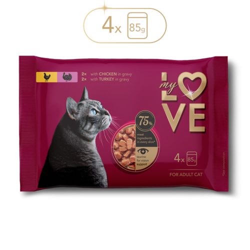   My Love alutasakos macskaeledel 4x85g - csirke, pulyka szószban