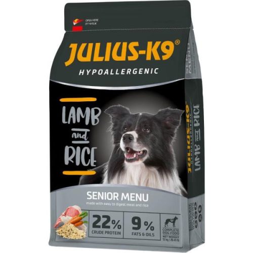   JULIUS-K9 12kg SENIOR/LIGHT HYPOALLERGENIC Lamb&Rice (bárány&rizs) - Idős és/vagy túlsúlyos felnőtt kutyák részére