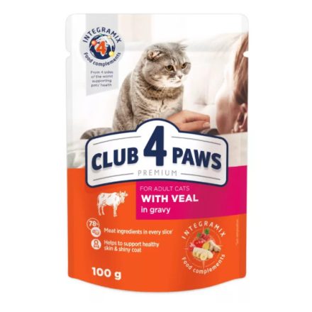 CLUB 4 PAWS premium - borjúhússal szószban - alutasakos macskaeledel