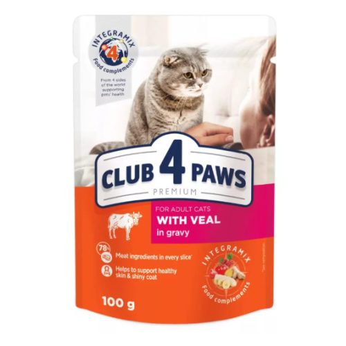   CLUB 4 PAWS premium - borjúhússal szószban - alutasakos macskaeledel