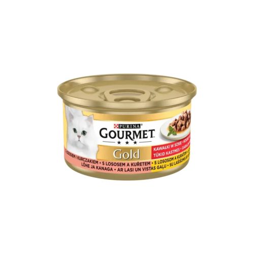   GOURMET Gold Falatok szószban lazaccal és csirkével nedves macskaeledel