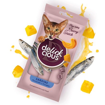 Delickcious Creamy Snack - szardínia, tök (60 g (4*15 g))